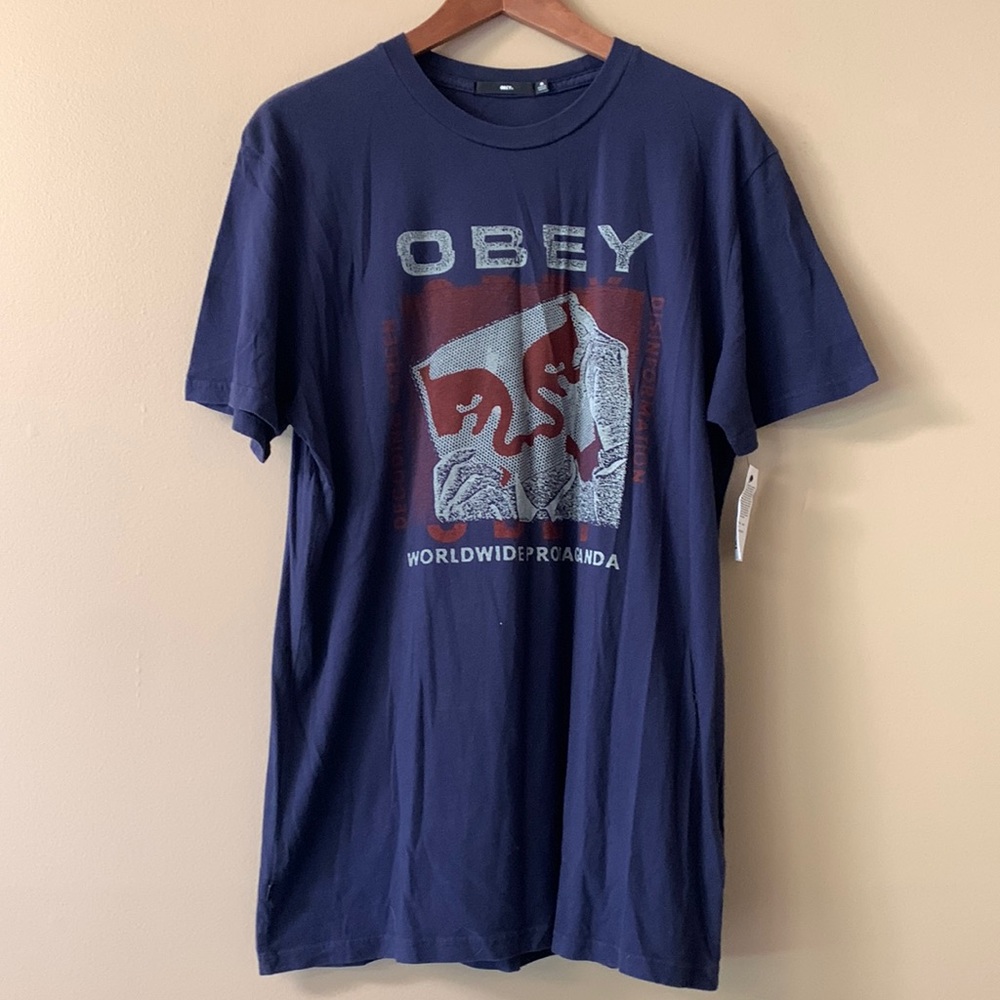 Obey mens navy tee